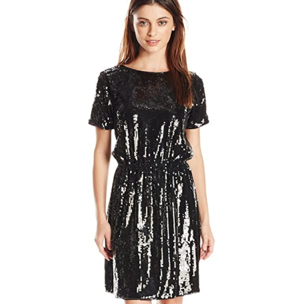 Armani Jeans Black Vestito Sequin Mini Dress
